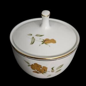 Noritake Prima Donna 6608 Covered Sugar Bowl Japan Gold Rose Porcelain